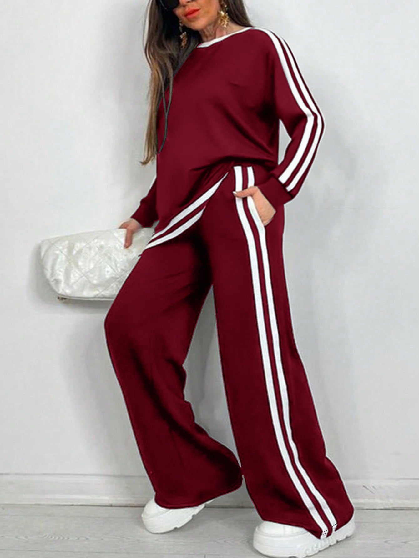 Women's Striped Two-Piece Loungewear Set – Soft & Chic