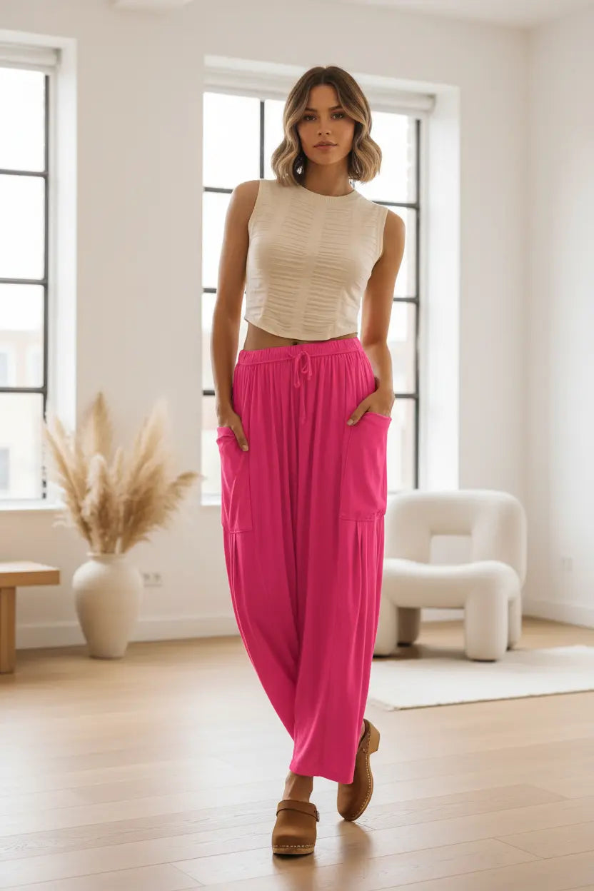 Women’s Wide Leg Pants - Effortless Draped Comfort Fit