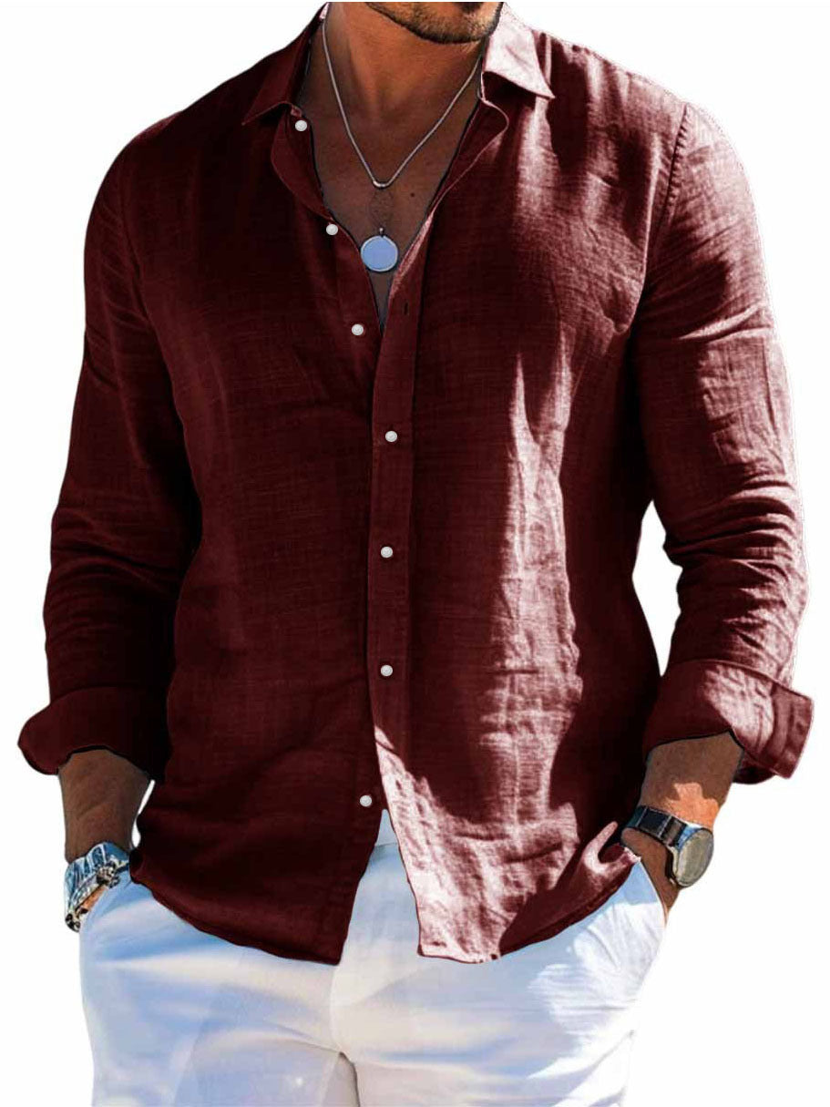 Men's Long Sleeve Shirts - Clean lapel look, beach
