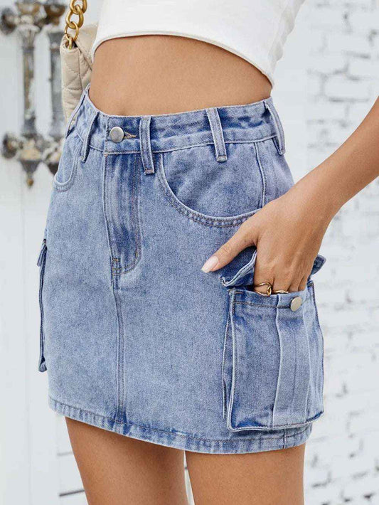 Cargo Denim Skirt with Pockets – Stylish Utility Look