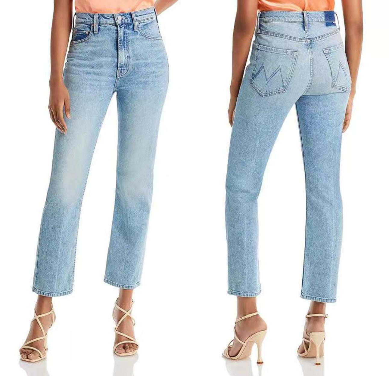 High-Waist Embroidered Cropped Denim Pants – Light Blue - www.PrintOne1.com