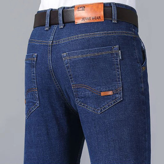 Relaxed Fit Model Posing in Black Men's Straight Jeans – Ideal for Daily Wear and Parties