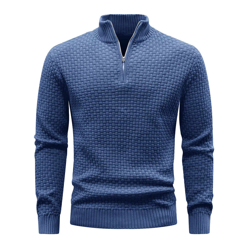 Men’s Quarter Zip Knit Sweater – Casual Mock Neck