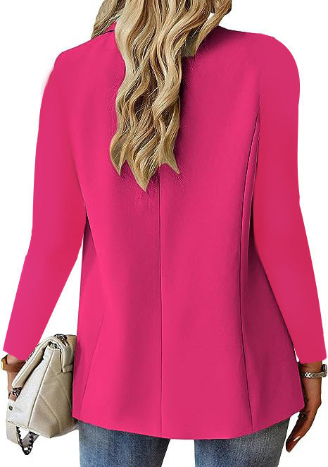 Women’s Commuter Lapel Button Jacket – back view showing regular sleeve fit