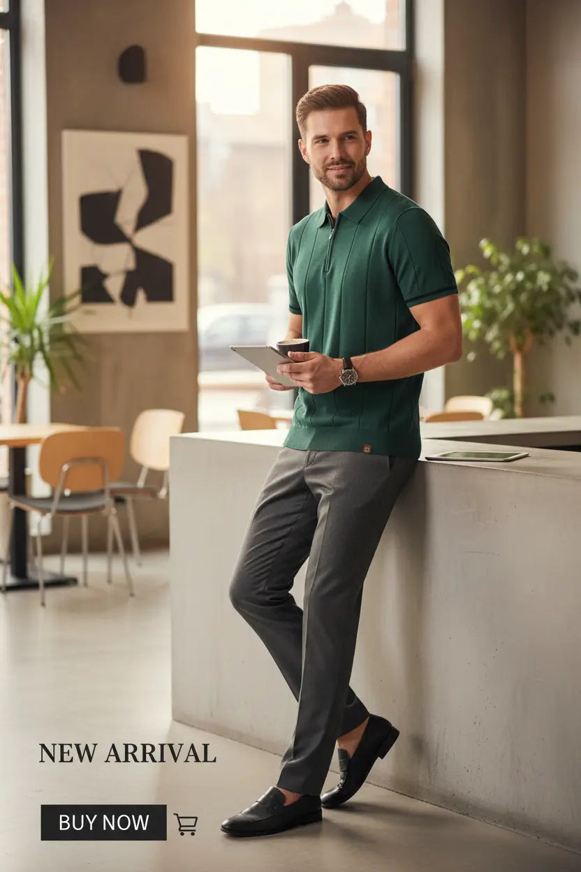 Men's Business Casual Short Sleeve Shirt Clean Fit