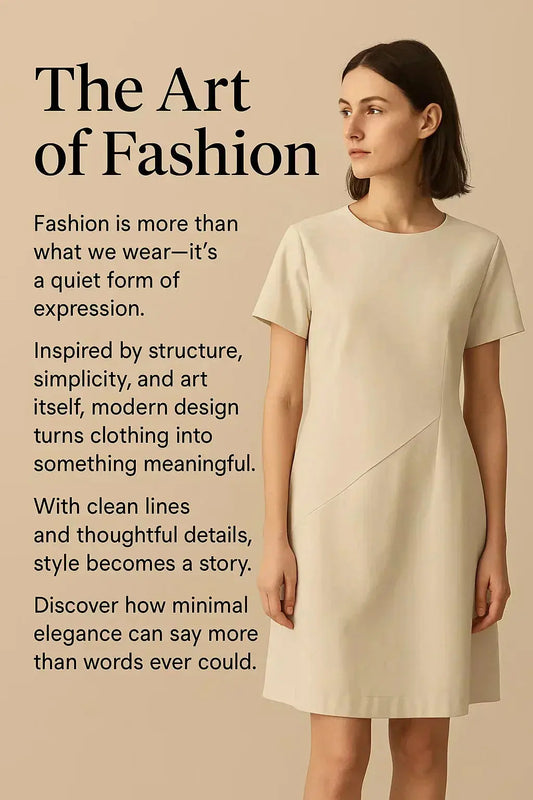 Minimalist summer dress with origami-inspired folds and clean lines