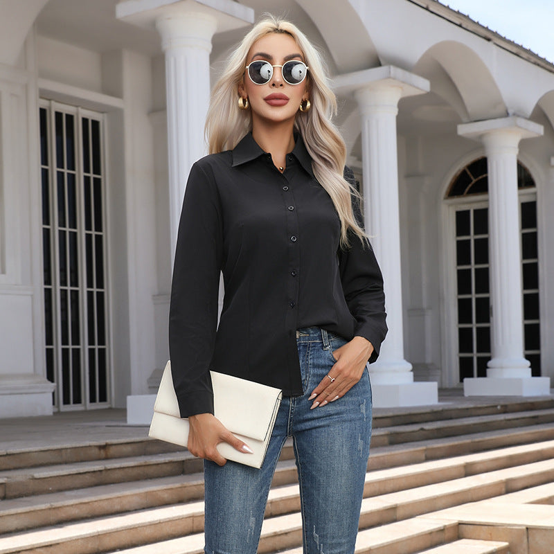 long sleeve women shirt elegant street style top with clean lines
