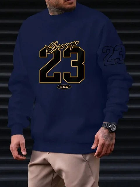 Men Fleece Sweatsuit Set Printed Casual Style Daily Fit