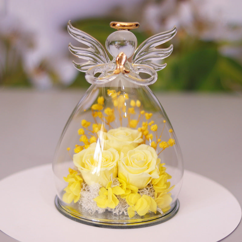 Eternal Flower Gift Box- Angel Glass Dome Rose Keepsake