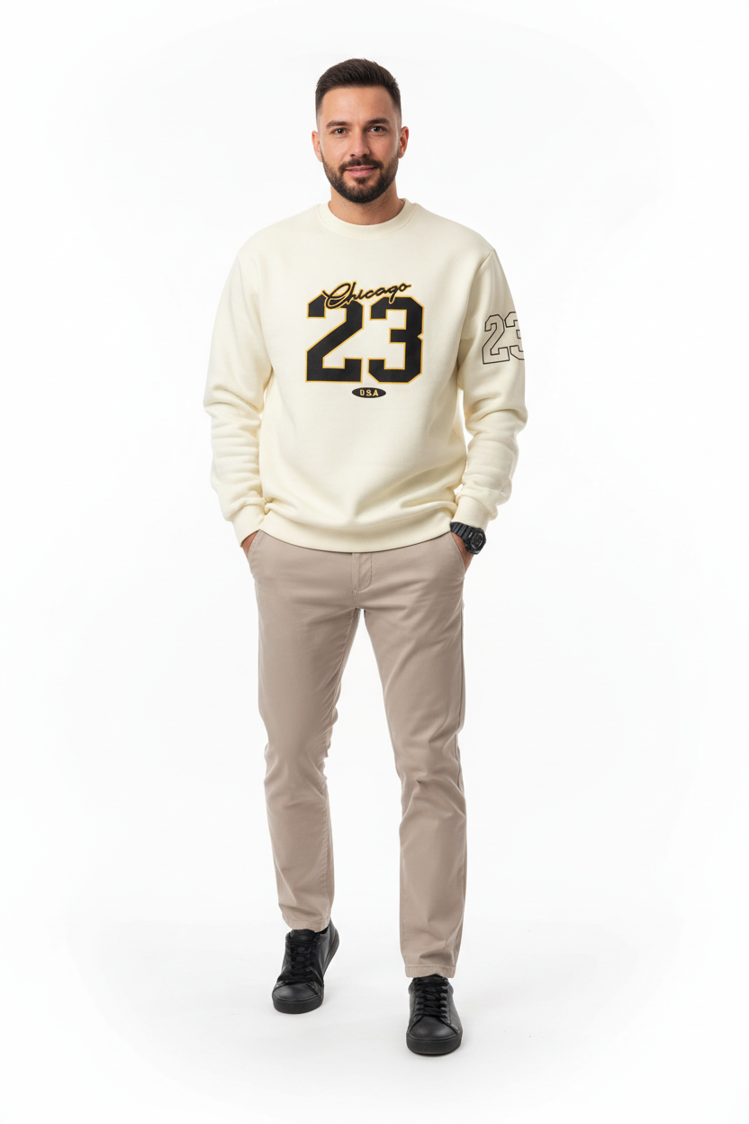 Men Fleece Sweatsuit Set Printed Casual Style Daily Fit