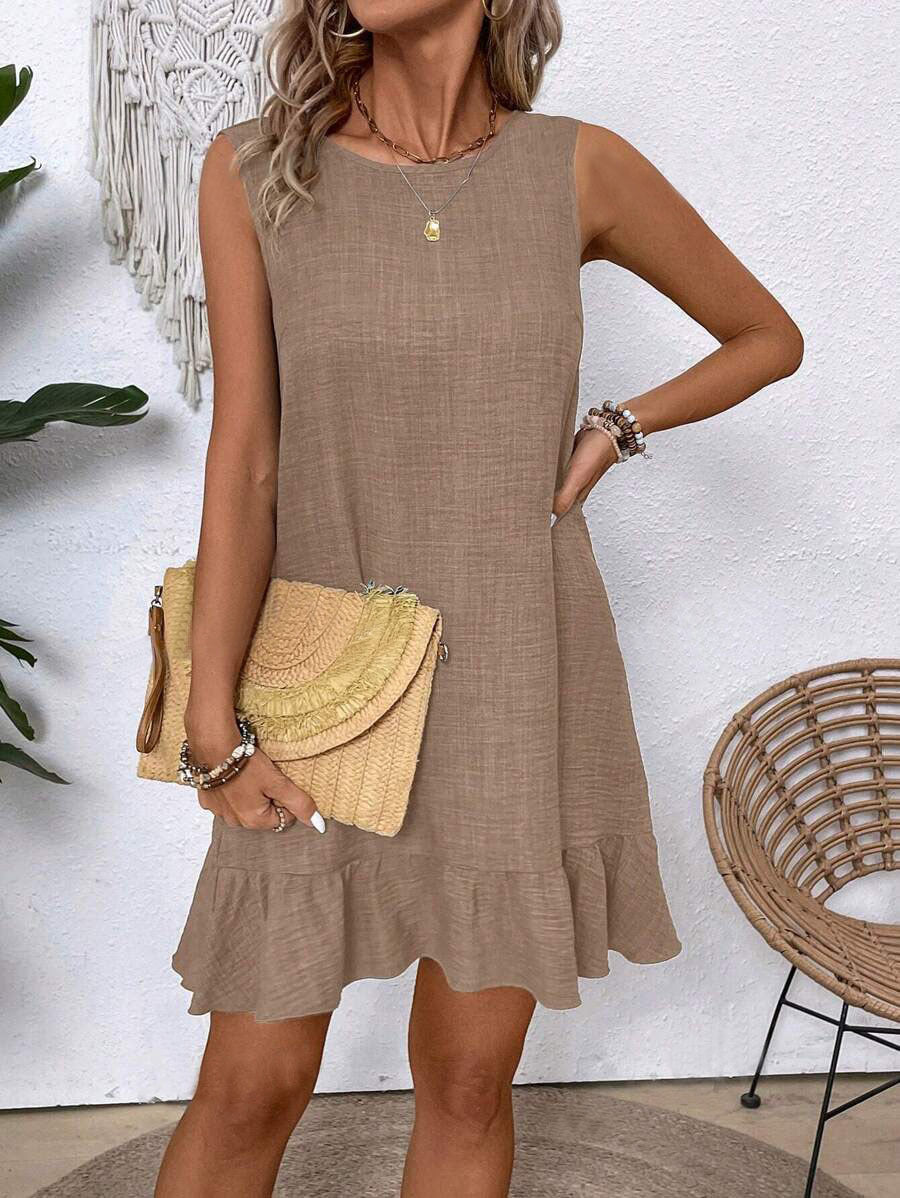 Loose Ruffle Beach Dresses for Women - Sleeveless Style