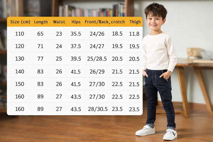 Boys fleece jeans back view showing structured cotton denim finish