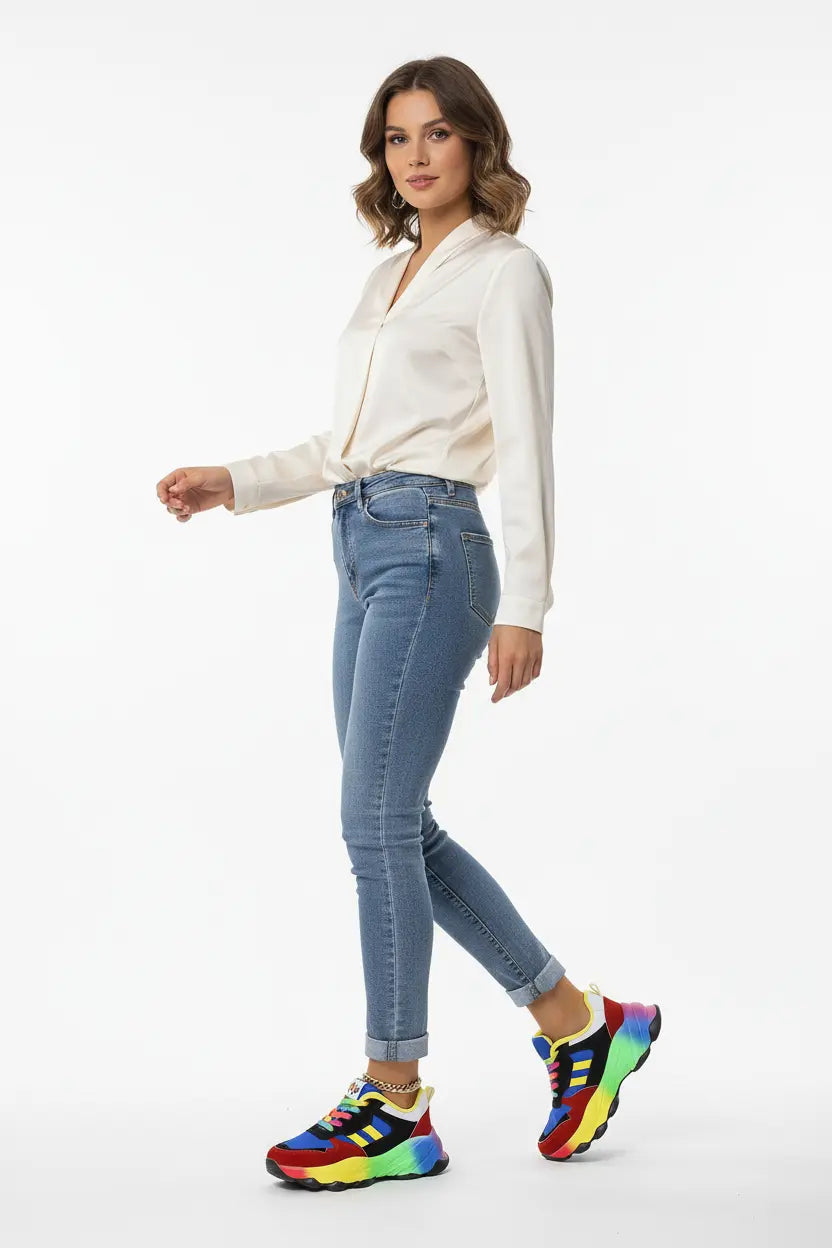 platform sneakers round toe front angle