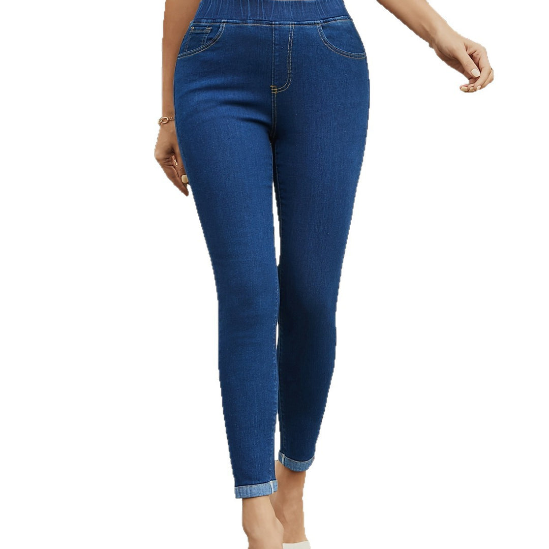 mid waist stretch jeans front view sculpted fit