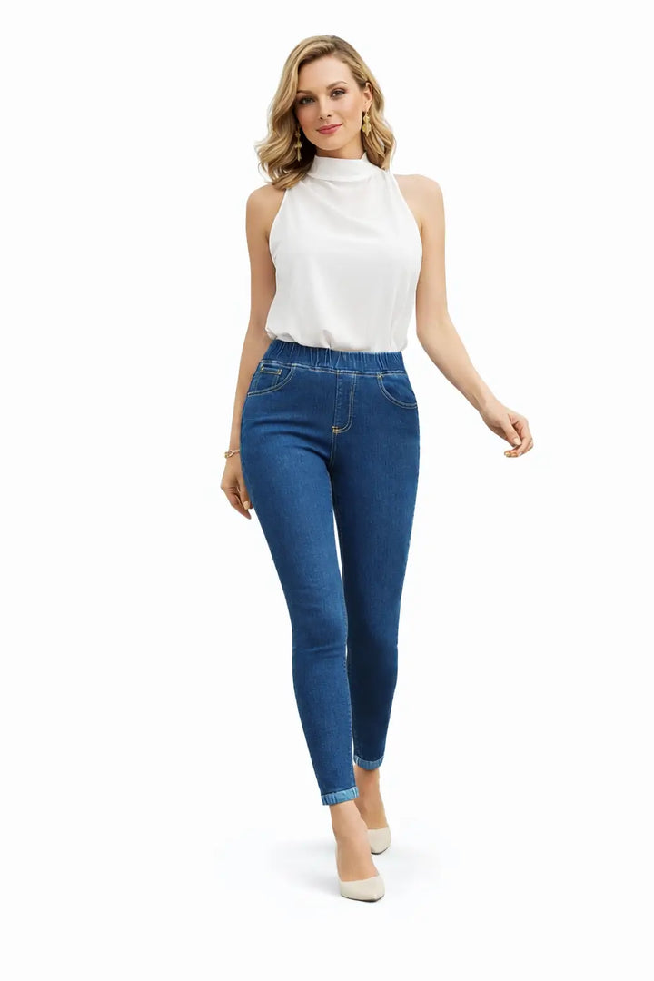 blue skinny ankle jeans medium stretch fabric