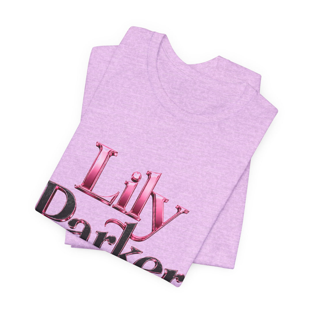 Women’s letter print tee shirt paired with high waist denim