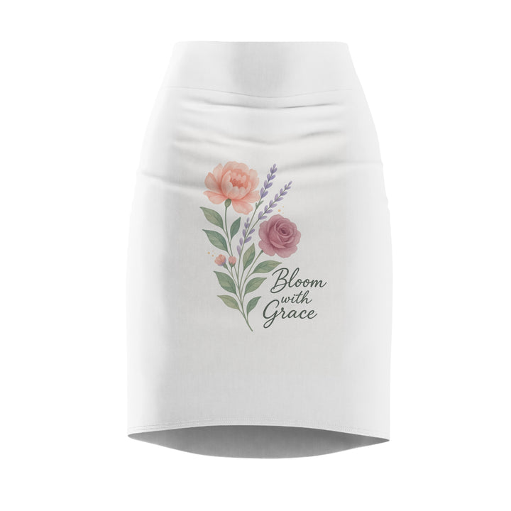 Mid-waist pencil skirt for women shown from the front with a sleek form-fitting outline