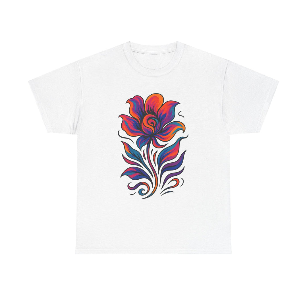 Festival graphic tee styled with shorts, boots, and a hands-free crossbody bag