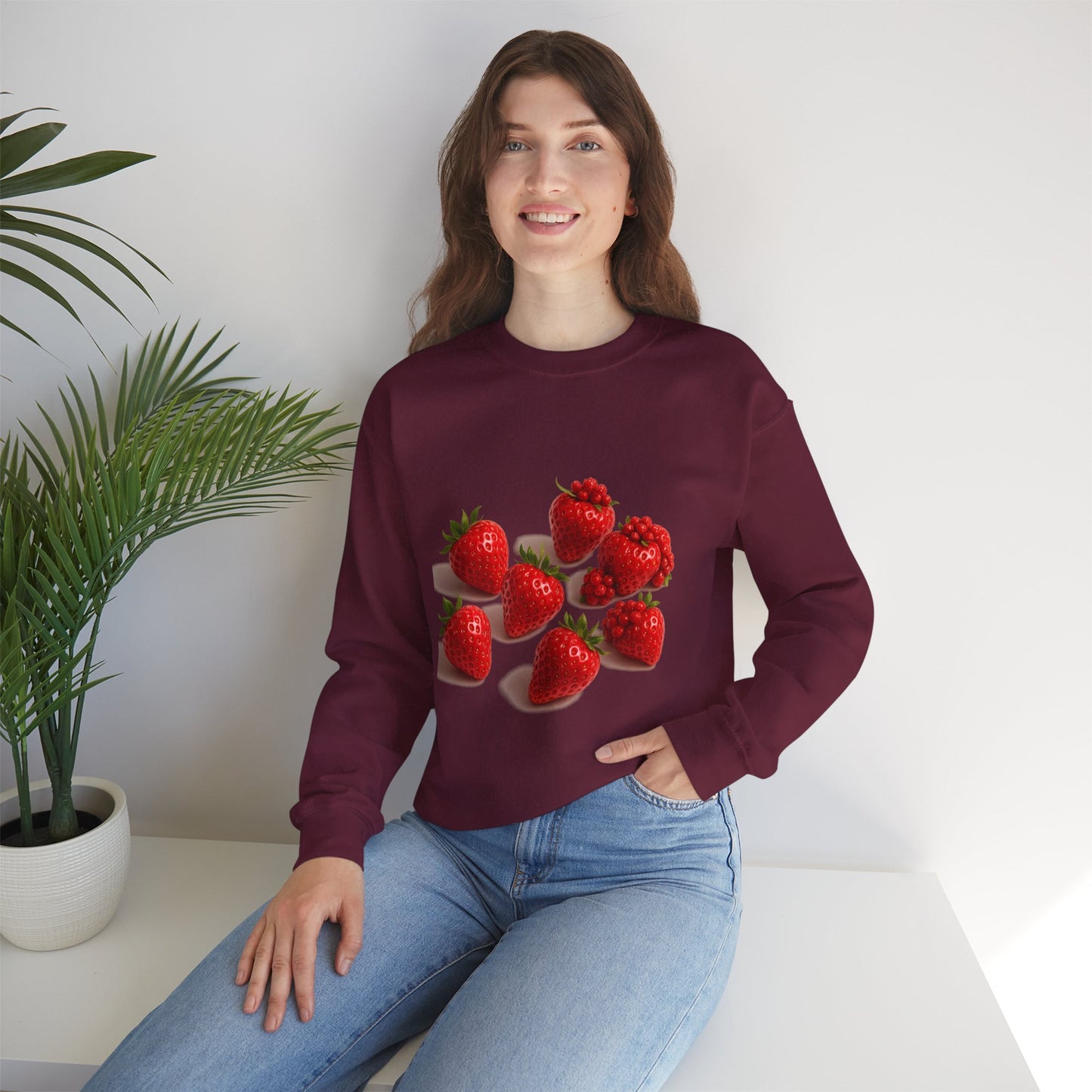Strawberry Sweatshirt – Cozy Unisex Crewneck for Fall