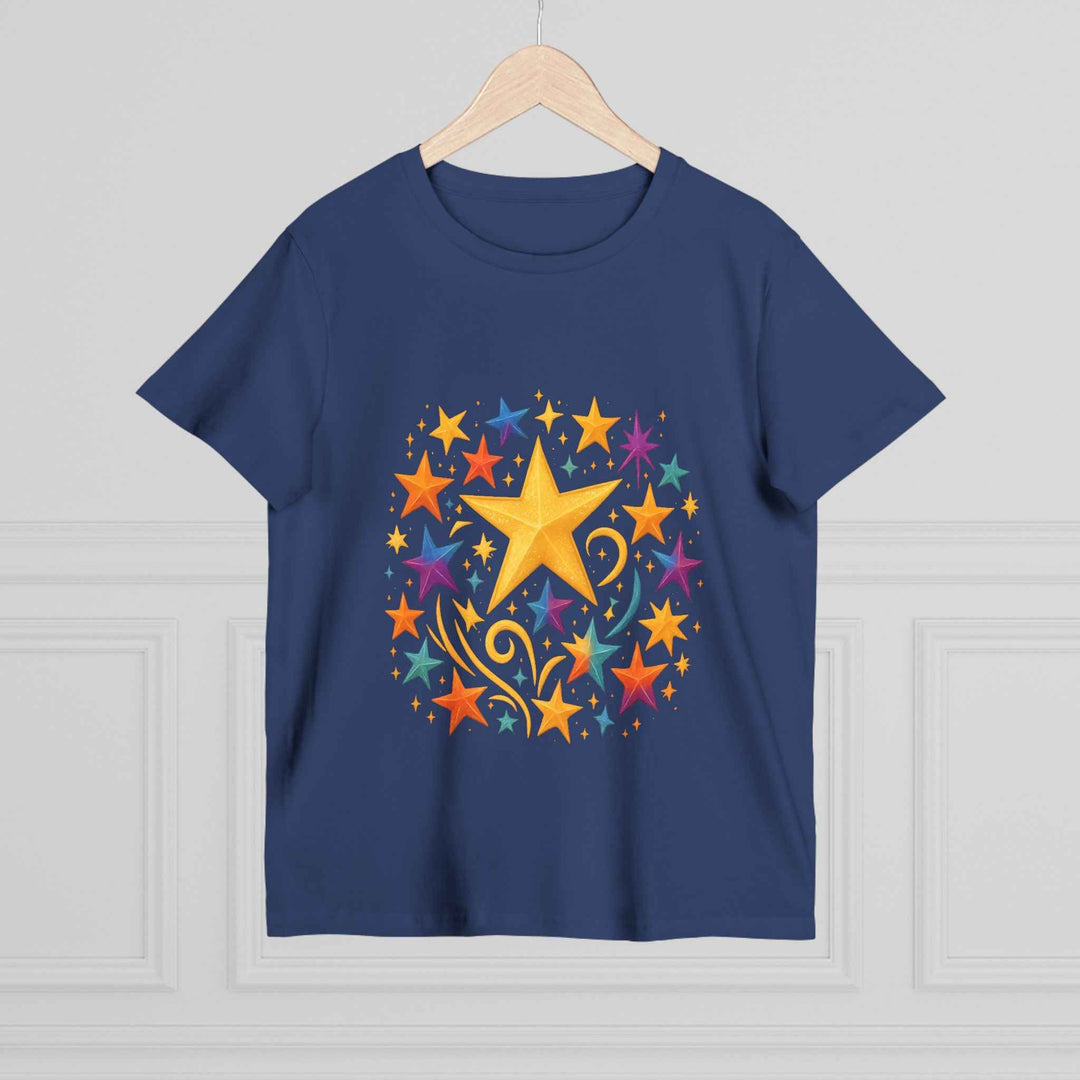 Women’s Vibrant Star Tee-100% Cotton Star Print T-Shirt