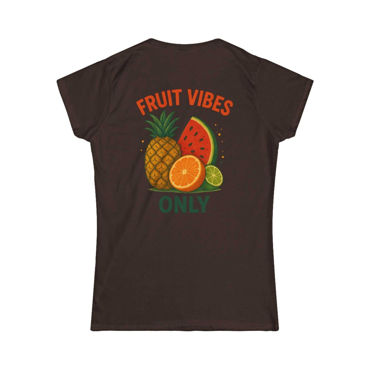 Women's brown tee with tropical fruit graphic