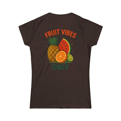 Women's brown tee with tropical fruit graphic