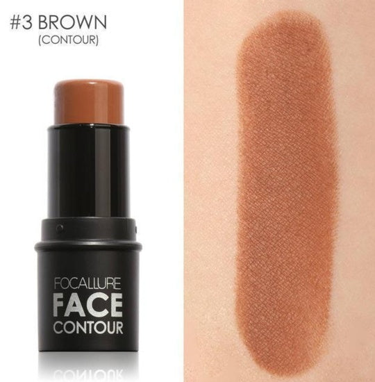 Focallure face contour stick with brown shade on a beige background