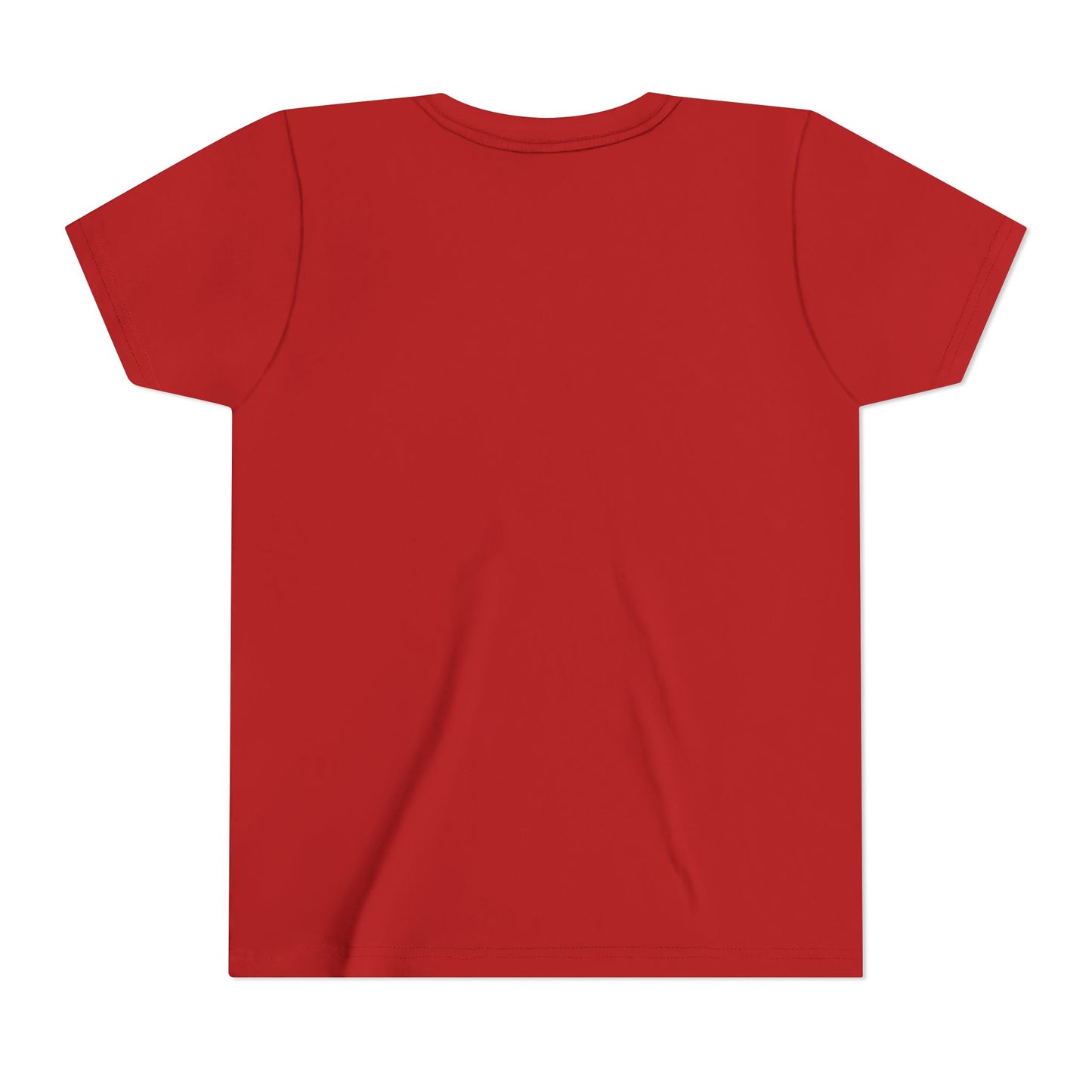 Back to School Youth Tee in solid red, back view