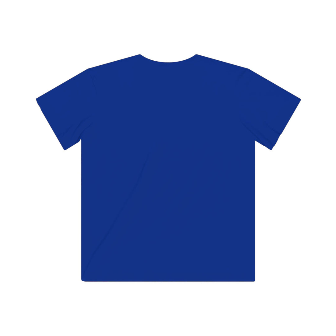 Back view of plain blue kids t-shirt
