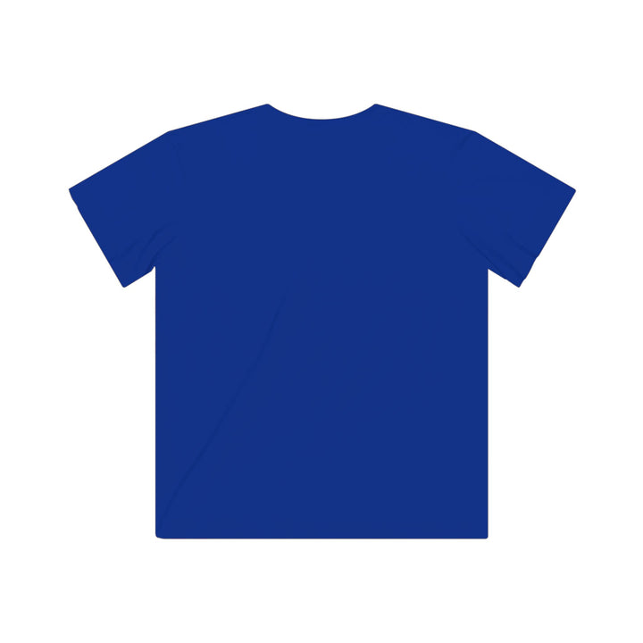 Back view of plain blue kids t-shirt