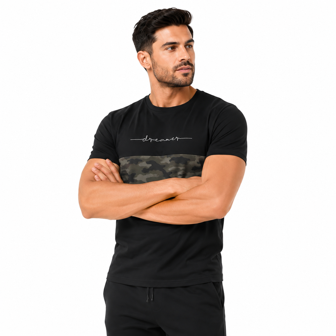 Men’s casual t-shirt for leisure wear, gym travel, and everyday outfits