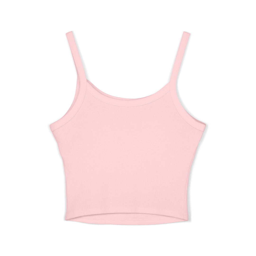 Pink spaghetti strap tank top with mid-length cut