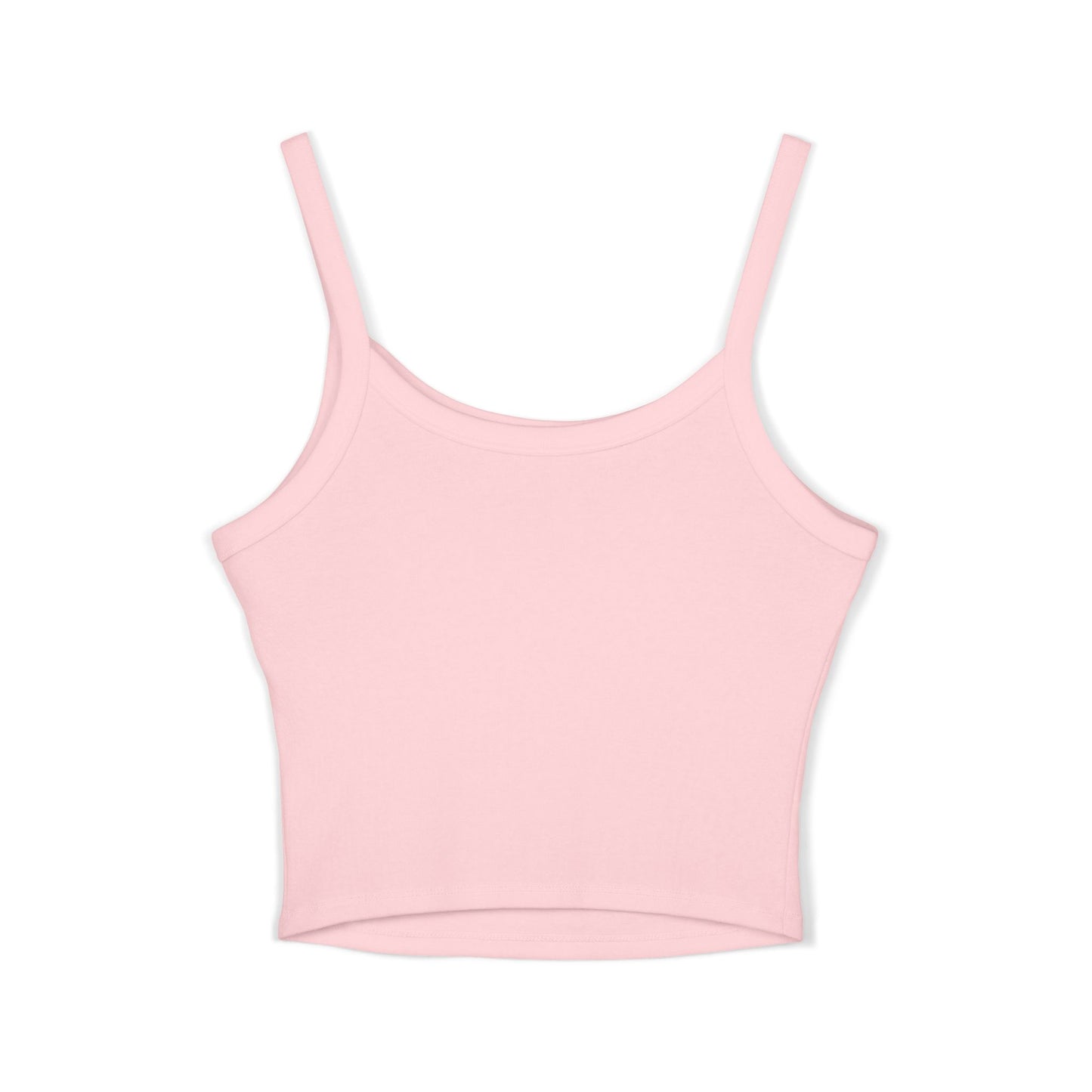 Pink spaghetti strap tank top with mid-length cut