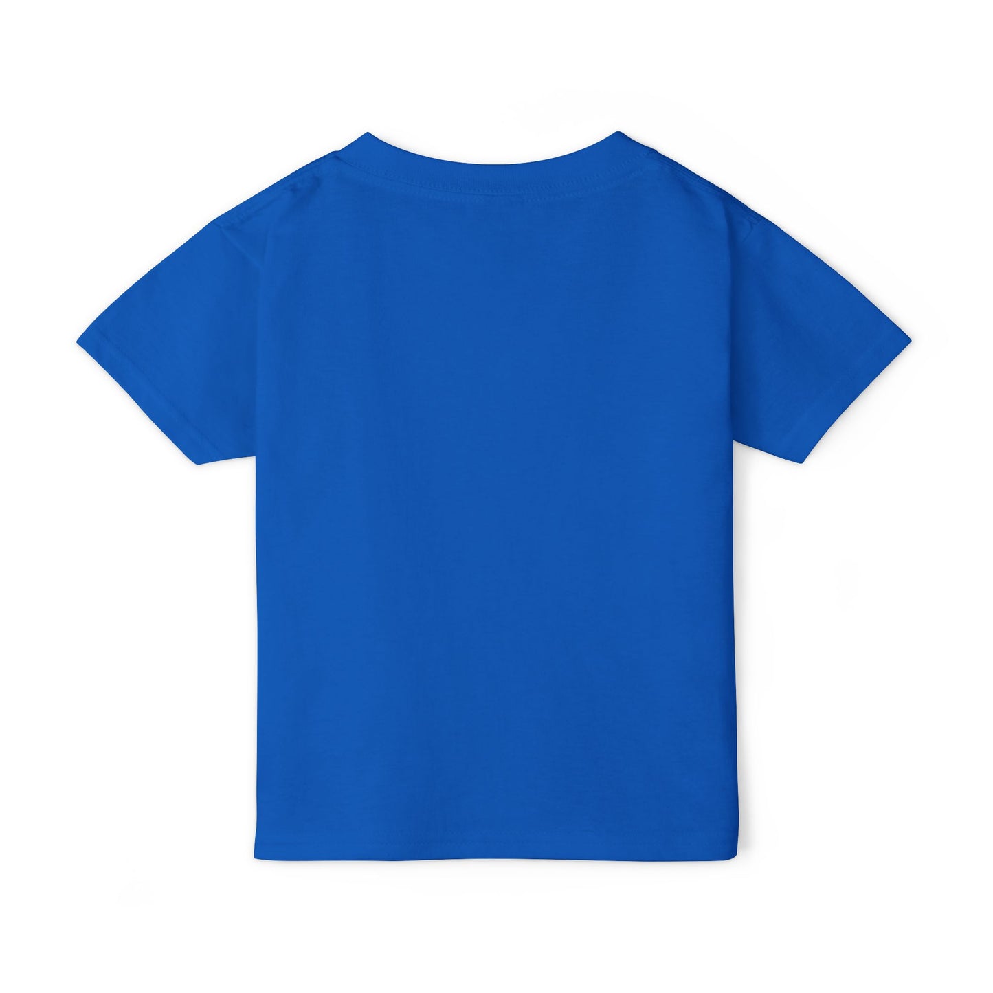 Back view of blue toddler cotton T-shirt