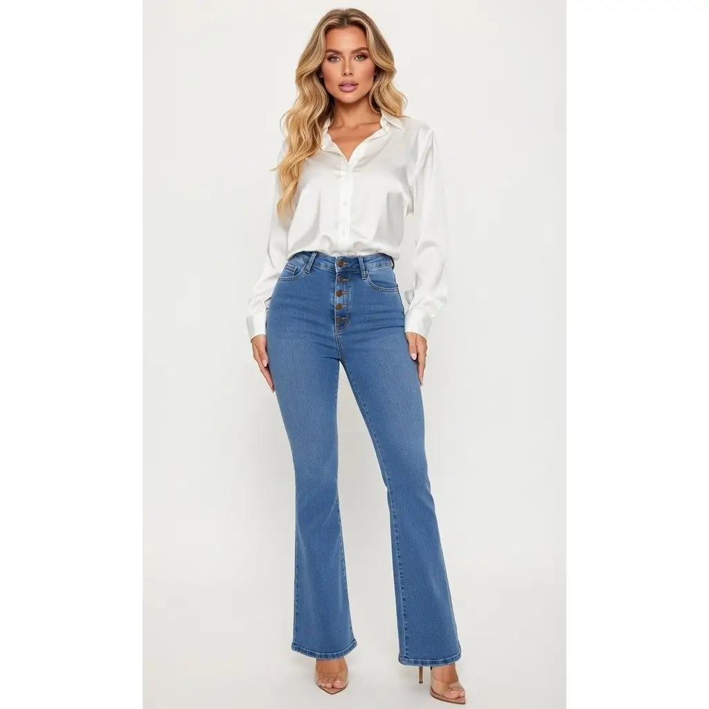 High Waist Stretch Jeans for Women Wide Leg Denim Style