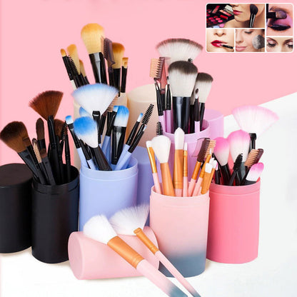 12pcs Makeup Brush Set – Lightweight plastic handles for control and precision on face & eyes