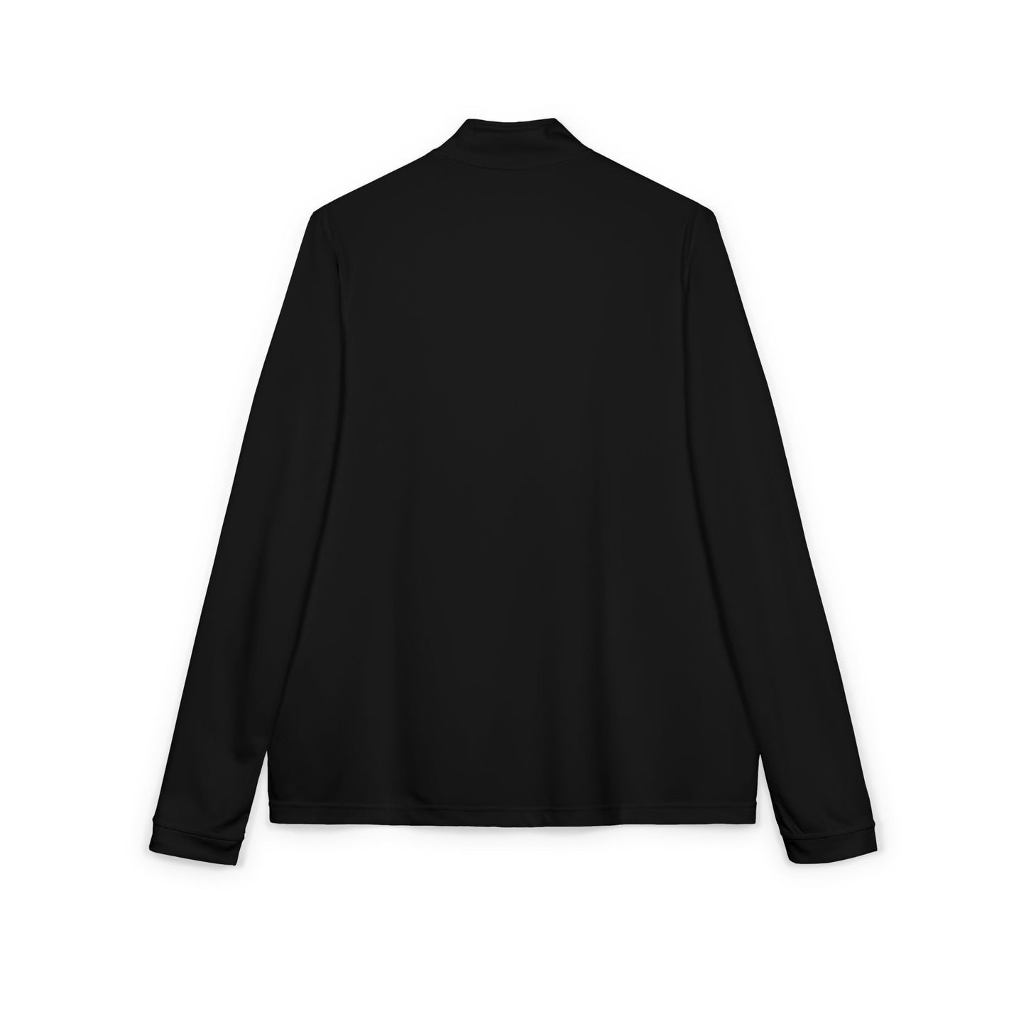 Black unisex quarter-zip pullover back view