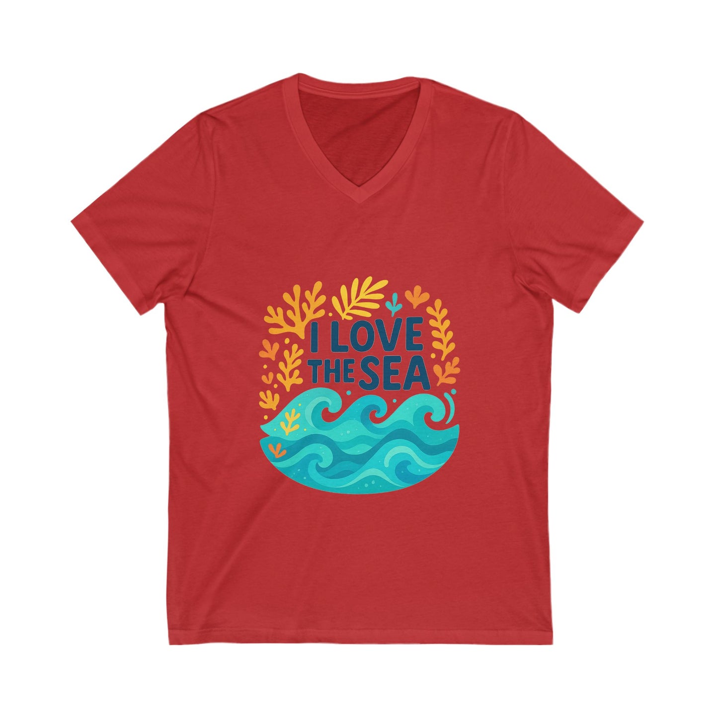 Ocean Love V-Neck Tee Casual Beach Shirt for Summer