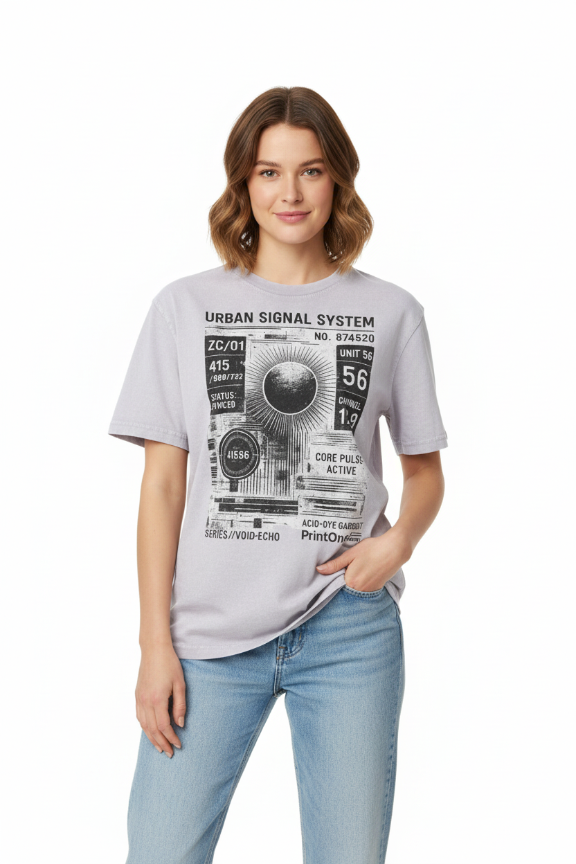 Side angle of a washed streetwear tee with a loose everyday fit