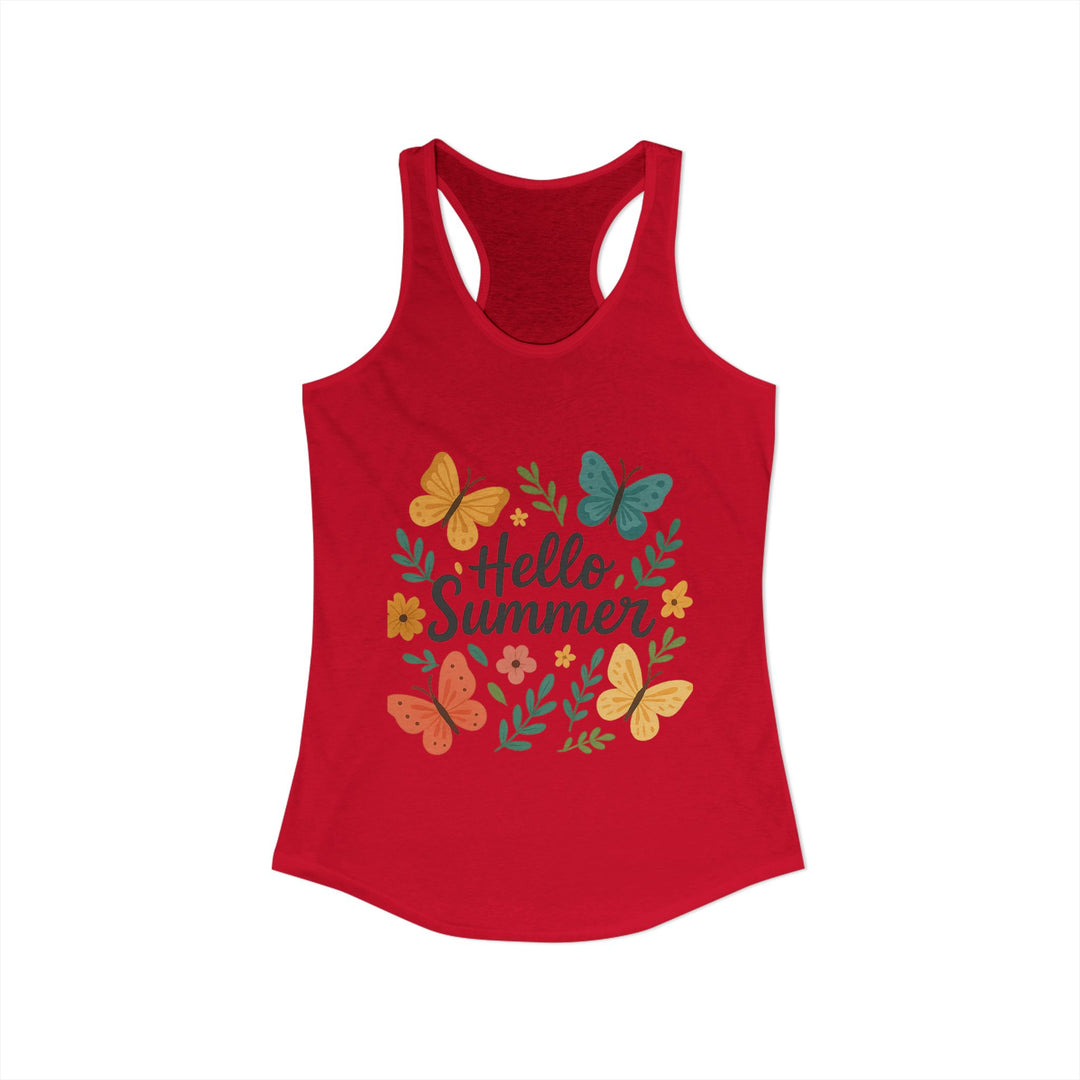 Butterfly tank tops styled with denim shorts for a relaxed summer look