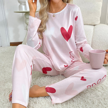 Two piece sleepwear set women comfortable long sleeve shirt matching lounge pants
