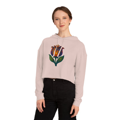 Women’s Floral Cropped Hoodie – Tulip Spring Must-Have