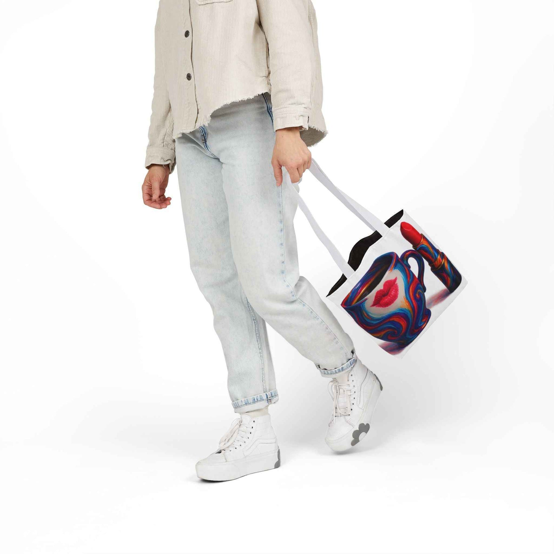 Canvas Tote Bag with 5-Color Straps & Sleek Black Lining