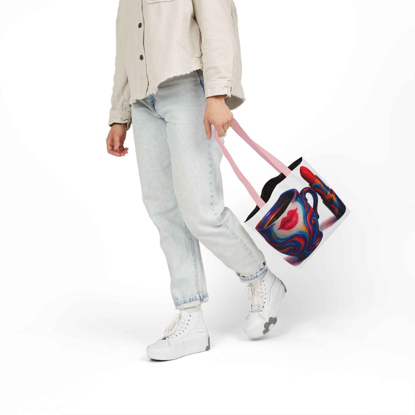 Canvas Tote Bag with 5-Color Straps & Sleek Black Lining