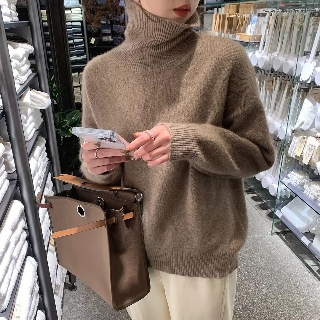 High Neck Sweater Women - Knitted Winter Pullover Layer