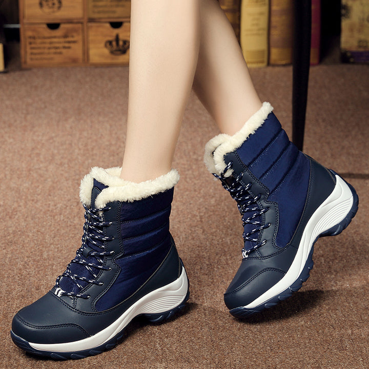 women snow boots white wedge heel warm daily winter wear
