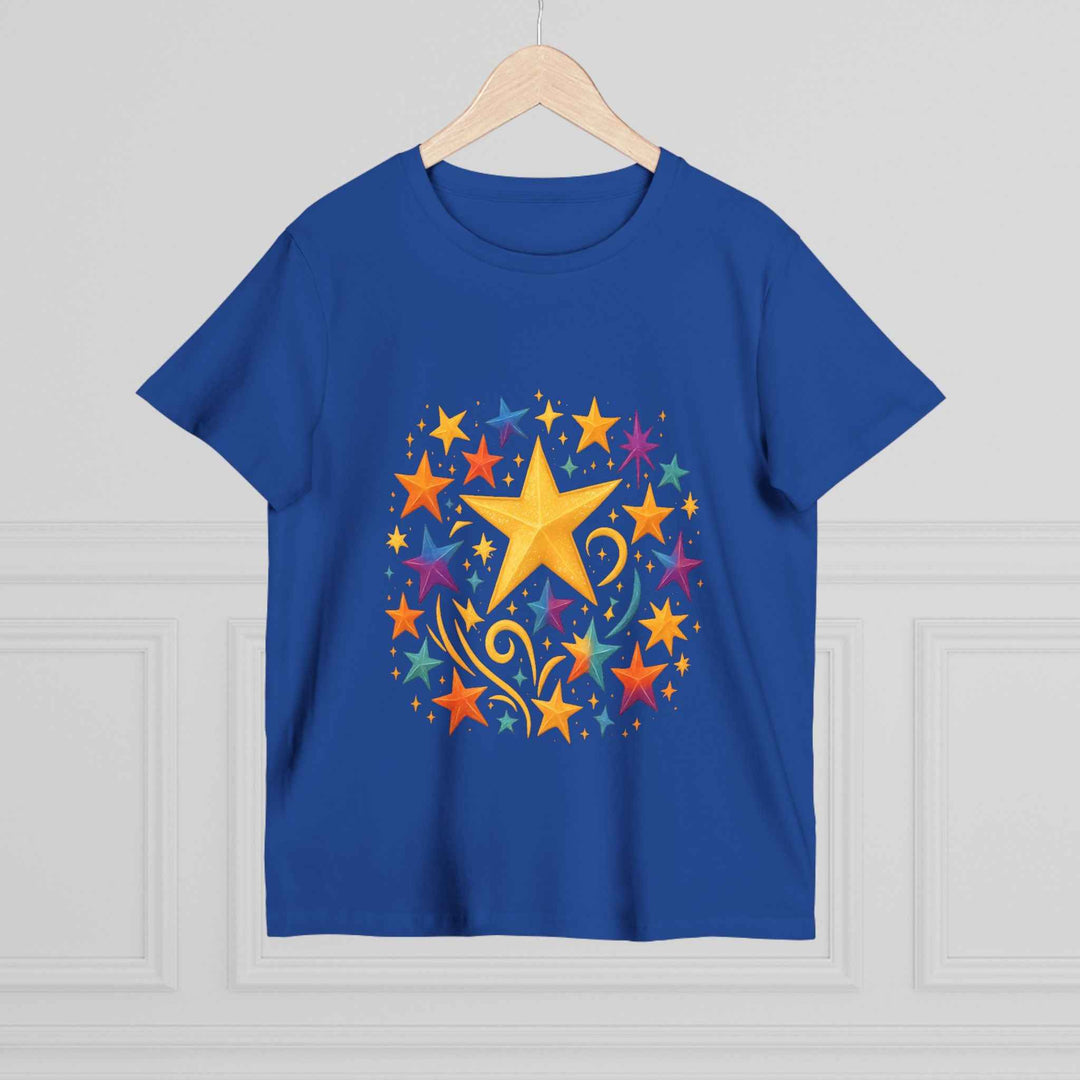 Women’s Vibrant Star Tee-100% Cotton Star Print T-Shirt