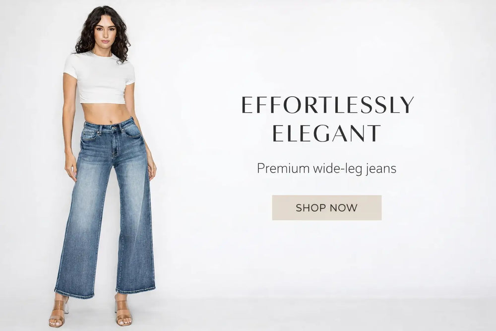 women's wide leg trousers balanced proportion full body shot