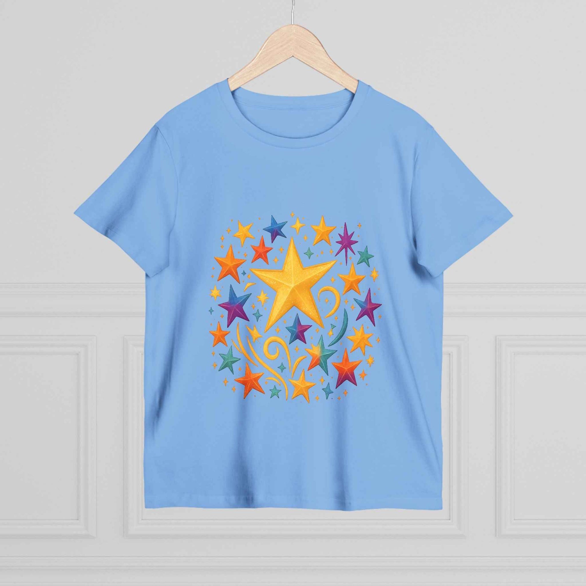 Women’s Vibrant Star Tee-100% Cotton Star Print T-Shirt