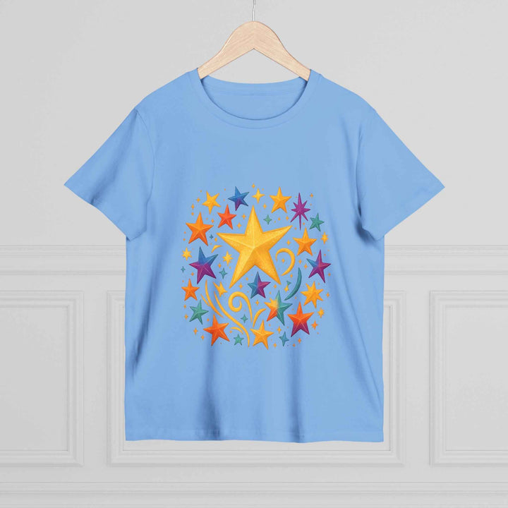 Women’s Vibrant Star Tee-100% Cotton Star Print T-Shirt